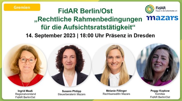 FidAR Berlin/Ost "Rechtliche Rahmenbedingungen für die Aufsichtsratstätigkeit"